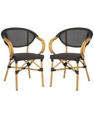 Safavieh Set Of 2 Burke Outdoor Stacking Arm Chairs