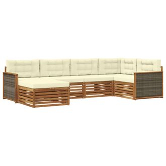 vidaXL Conjunto De Sof&aacute;s De Exterior Con Coj&iacute;n 6 Pcs Natural Y Crema Vidaxl