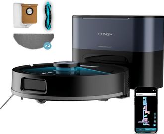 Cecotec Cecotec Robot Aspirador Y Friegasuelos Con Base Autovaciado Conga Y60 Dark. Navegaci&oacute;n L&aacute;ser, 13000pa, Autonom&iacute;a 200mins