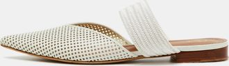 Malone Souliers White Perforated Leather And Maisie Cord Pointed Toe Mules