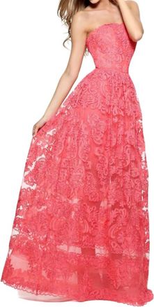 Sherri Hill Strapless Long Prom Dress In Red