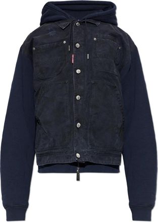 Dsquared2 Denim Jacket with Hood - Heren - Spijkerjassen - Blauw - 2XL - Denim - Jassen