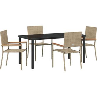 vidaXL Conjunto De Comedor De Jard&iacute;n 5 Pcs Beige Polirat&aacute;n Vidaxl