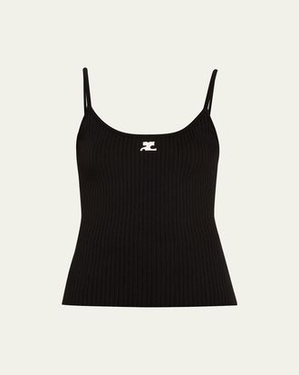 Courr&egrave;ges Logo Ribbed Knit Tank Top