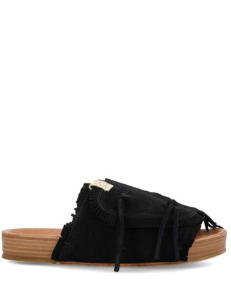 Visvim Christo Shaman Folk su&egrave;de slippers - Zwart