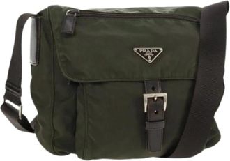 Prada Pre-owned Cross Body Bags, female, Green, Size: ONE SIZE Pre-owned Nylon Cross Body Bag