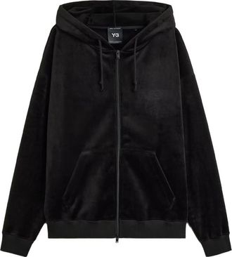 Yohji Yamamoto Velvet-effect Logo-print Hoodie