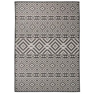 Berkfield Home Outdoor Flatweave Rug 200x280 cm Black Stripes | Size: Medium