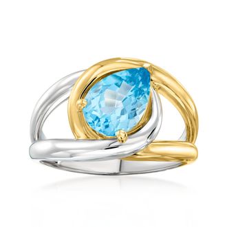 Ross-Simons Swiss Blue Topaz Ring in Sterling Silver and 18kt Gold Over Sterling