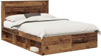 vidaXL Bed Frame with Headboard Old Wood 140 x 200 cm Solid Pine Wood vidaXL