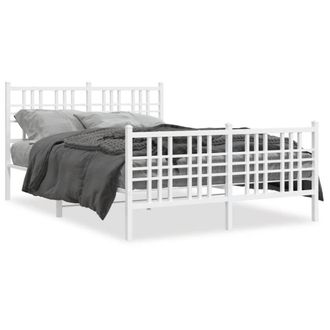 Berkfield Home Metal Bed Frame without Mattress with Footboard White 140x190cm | Size: 140x190 cm