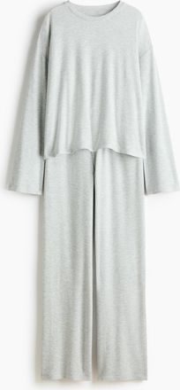 H&M Pyjama aus angerautem Jersey - Grau
