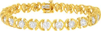 House of Brilliance 10K Yellow Gold Plated Silver 2 cttw Diamond X O X O Bracelet at Nordstrom