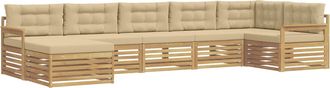 vidaXL Set Di Divani Da Esterno 7 Pz Bianco E Beige Vidaxl