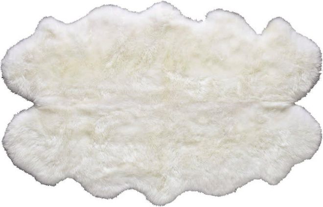 Alfombra shaggy marfil de piel de oveja 110 &times; 180cm