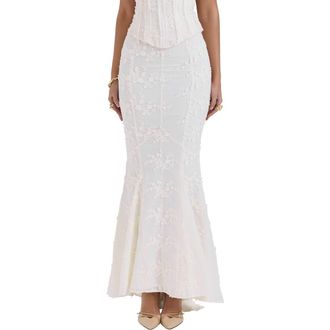 House of CB Veronica Floral Mermaid Maxi Skirt in Ivory at Nordstrom, Size Medium