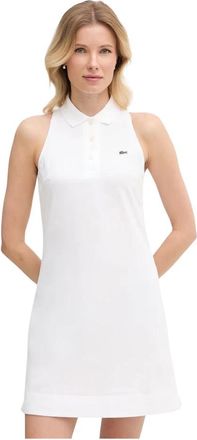 Lacoste Abito Polo Senza Maniche in Piqu&eacute; - - Dresses - Donna - Bianco - S