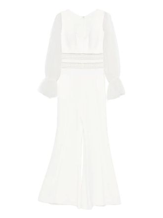 Gemy Maalouf lace-insert flared jumpsuit - women - Polyester - 38 - White