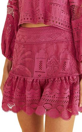 Farm Rio Farm Rio Morada Boa Guipire Pink Mini Skirt