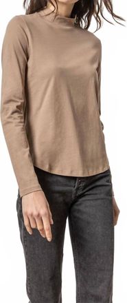Lilla P Long Sleeve Mock Neck Tee In Shiitake