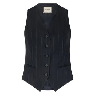 Tagliatore Vests, female, Black, Size: XS Striped Gracie Vest