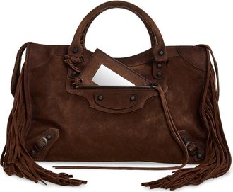 Balenciaga Medium Le City Suede Satchel in Light Espresso at Nordstrom