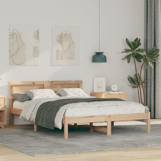 Berkfield Home with LED Strip Lights with Headboard Brown 135 x 190 cm Pine wood