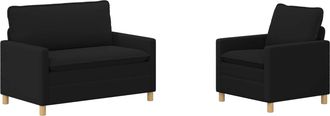 vidaXL Juego De Sof&aacute; 2 Uds. Negro Tela Vidaxl