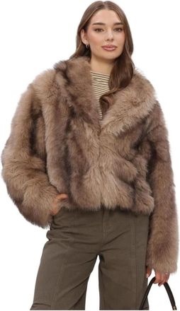 Refined Department Refined Department - Leren Jas Luka van imitatiebont - Dames - Jassen - Bruin - Maat: M Taf