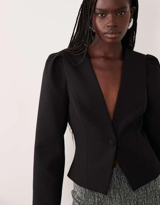 Miss Selfridge blazer sfiancato nero