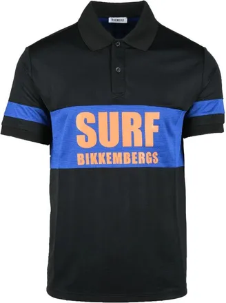 Dirk Bikkembergs Black Striped Polyester Polo Shirt