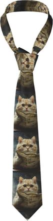 Generic Adjustable Men Ties Funny Cat Old Newspr Neck Ties Extra Long Necktie For Party Work Wedding
