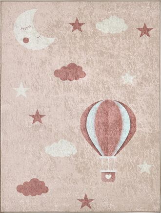 Nazar Rugs Alfombra infantil lavable dise&ntilde;o globo aerost&aacute;tico - beige - 120x160