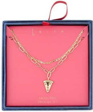 Leith Layered Pizza Pendant Necklace in Red Multi- Gold at Nordstrom Rack