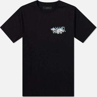 Amiri Mens AMIRI FLORAL LOGO TEE BLACK - Size: 40