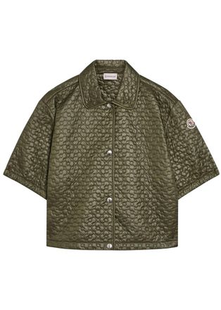 Moncler Floral-quilted Shell Shirt - Khaki - 44 (UK12 / M)