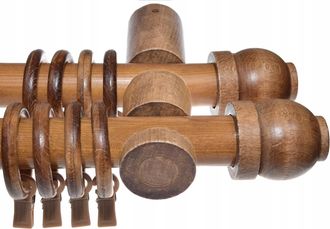 OEM Barra De Cortina Doble De Madera, Moderna, De Roble, 100 Cm, Con Bola