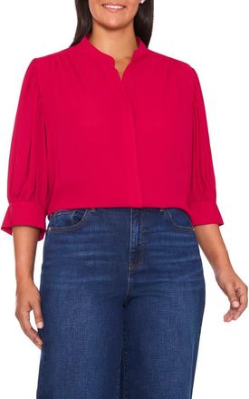 CeCe by Cynthia Steffe Hidden Placket Shirt in Rose Cerise at Nordstrom, Size 1X