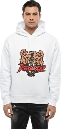 Dsquared2 White Regular Graphic Hoodie