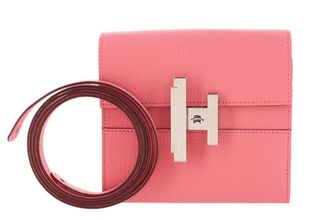 Herm&egrave;s Cinhetic To Go Wallet in Rose Lipstick Chevre Leather with Palladium Hardware