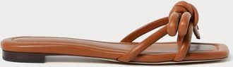 Loeffler Randall Womens Hadley Leather Bow Flat Sandal In Brown
