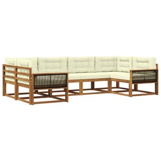 vidaXL Conjunto De Sof&aacute;s De Exterior Con Coj&iacute;n 6 Pcs Natural Y Crema Vidaxl
