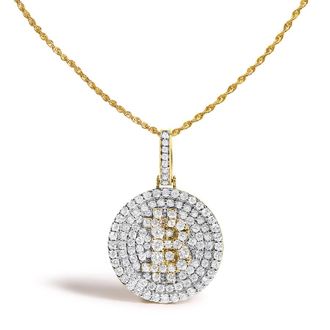 House of Brilliance 10K Yellow Gold 2-1/3 Cttw Diamond Bitcoin Letter B Pendant Necklace