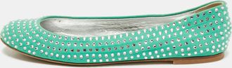 Giuseppe Zanotti Green Suede Crystal Embellished Ballet Flats