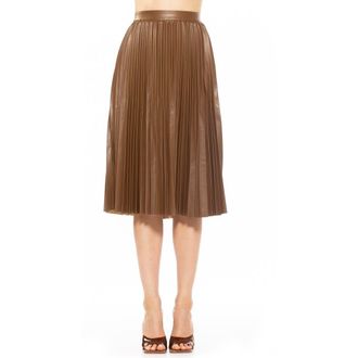 Alexia Admor Luca High Waist Pleated Faux Leather Skirt in Brown at Nordstrom Rack, Size X-Small