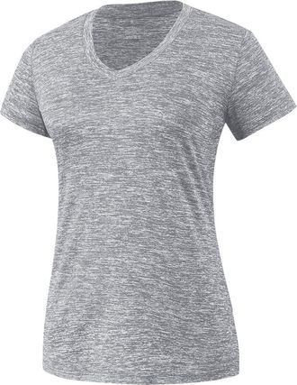 Generic Womens Gym Tops Short Sleeve | Sports T-Shirt Fitness Workout Yoga for Women Solid Color Quick Dry Running Top Womens Loose Fit V Neck Stretch Yoga To