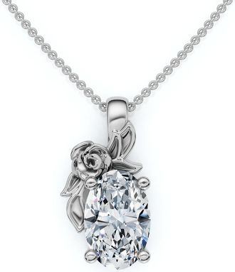 Pompeii3 1Ct Oval Diamond Pendant 14k Gold Lab Grown Necklace