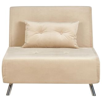 Beliani Beliani - Sof&aacute; Cama Moderno De Terciopelo De 1 Plaza Con Coj&iacute;n Beige Farris