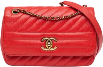 Chanel Pre-owned Small Diagonal Quilted Goatskin Flap Crossbody Bag - Dames - Vintage Schoudertas - Rood - ONE Size - Leer - Vintage