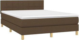 vidaXL Cama Box Spring Con Colch&oacute;n Led Tela Marr&oacute;n Oscuro 140x200 Cm Vidaxl